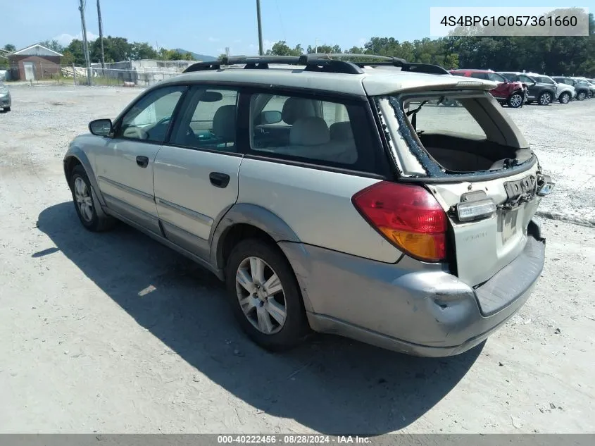 2005 Subaru Outback 2.5I VIN: 4S4BP61C057361660 Lot: 40222456