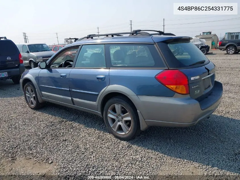 2005 Subaru Outback 3.0R L.l. Bean Edition VIN: 4S4BP86C254331775 Lot: 40259855