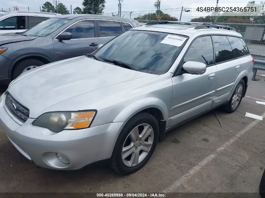 2005 Subaru Outback 3.0R Vdc Limited VIN: 4S4BP85C254365751 Lot: 40269988