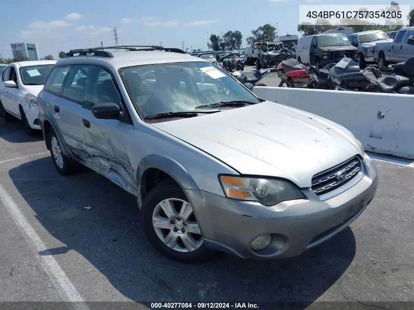 2005 Subaru Outback 2.5I VIN: 4S4BP61C757354205 Lot: 40277084