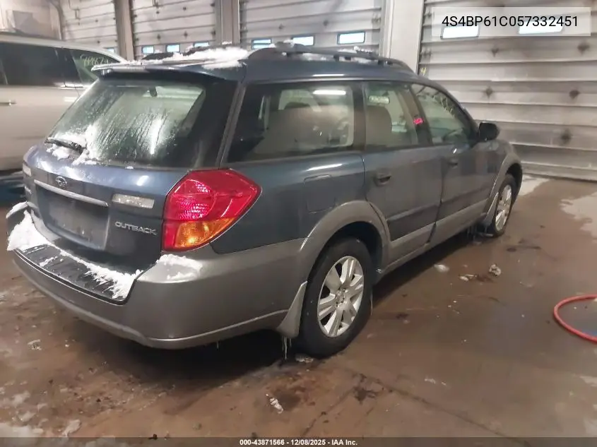 4S4BP61C057332451 2005 Subaru Outback 2.5I