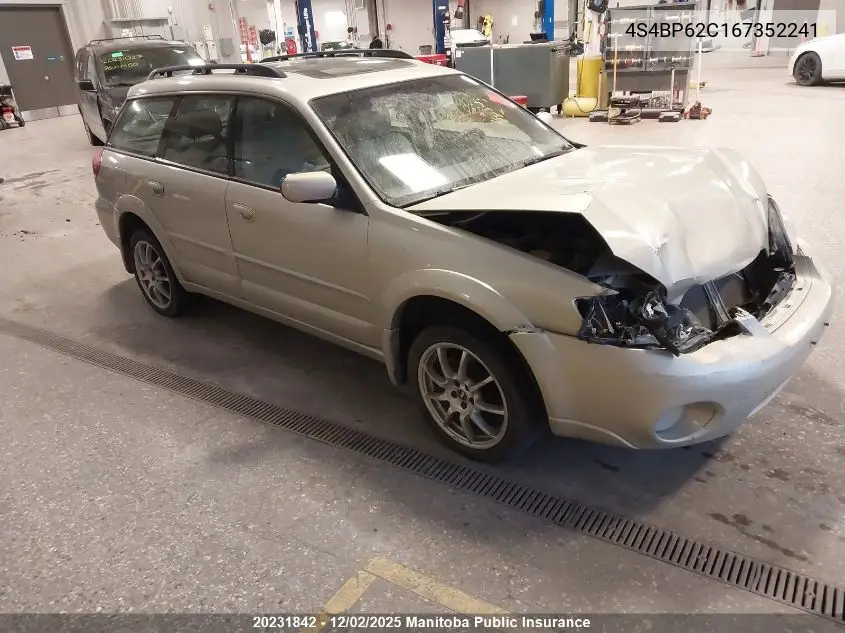 4S4BP62C167352241 2006 Subaru Outback 2.5I Limited