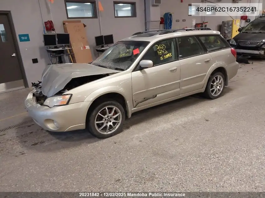 4S4BP62C167352241 2006 Subaru Outback 2.5I Limited