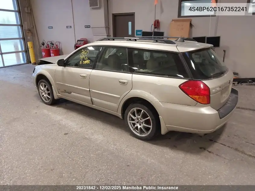 4S4BP62C167352241 2006 Subaru Outback 2.5I Limited