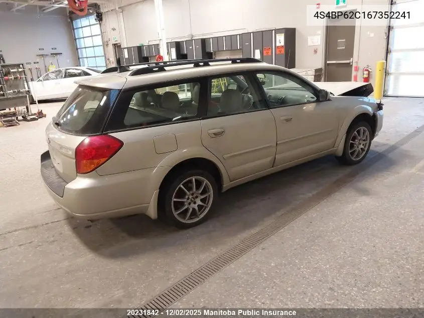4S4BP62C167352241 2006 Subaru Outback 2.5I Limited