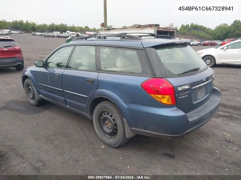 2006 Subaru Outback 2.5I VIN: 4S4BP61C667328941 Lot: 39927964