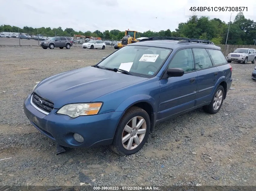 2006 Subaru Outback 2.5I VIN: 4S4BP61C967308571 Lot: 39930223