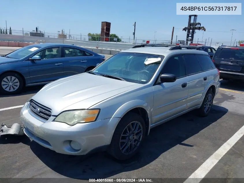 4S4BP61C567317817 2006 Subaru Outback 2.5I