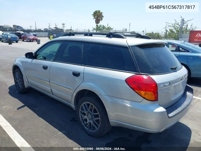 4S4BP61C567317817 2006 Subaru Outback 2.5I