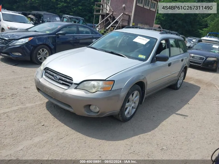 2006 Subaru Outback 2.5I VIN: 4S4BP61C267311490 Lot: 40018691