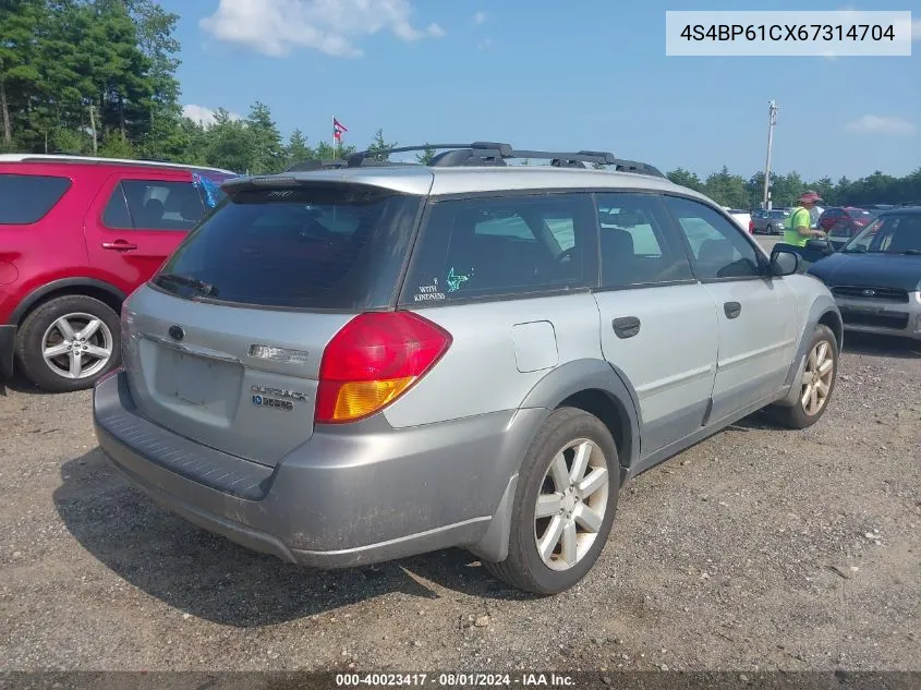 2006 Subaru Outback 2.5I VIN: 4S4BP61CX67314704 Lot: 40023417