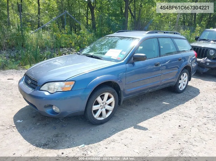 2006 Subaru Outback 2.5I VIN: 4S4BP61C667304221 Lot: 40056860