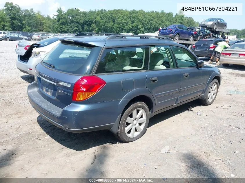 2006 Subaru Outback 2.5I VIN: 4S4BP61C667304221 Lot: 40056860