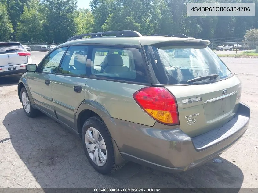 2006 Subaru Outback 2.5I VIN: 4S4BP61C066304706 Lot: 40088834