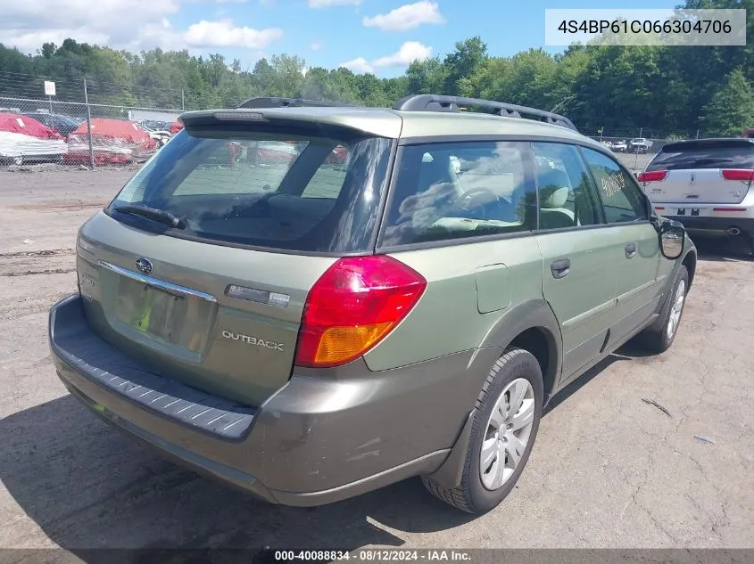 2006 Subaru Outback 2.5I VIN: 4S4BP61C066304706 Lot: 40088834