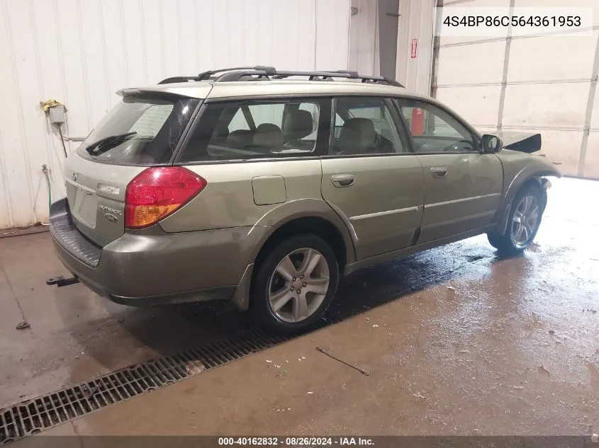 4S4BP86C564361953 2006 Subaru Outback 3.0R L.l. Bean Edition