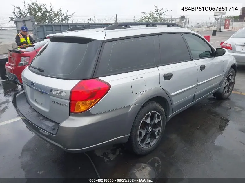 4S4BP61C067351714 2006 Subaru Outback 2.5I