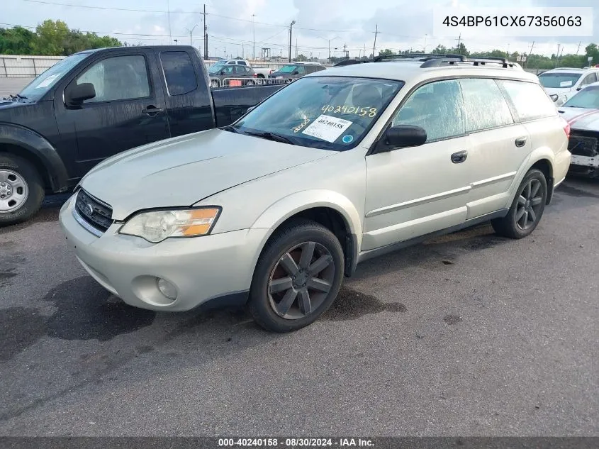 2006 Subaru Outback 2.5I VIN: 4S4BP61CX67356063 Lot: 40240158