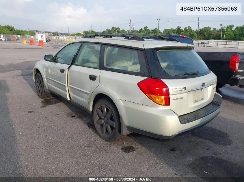 2006 Subaru Outback 2.5I VIN: 4S4BP61CX67356063 Lot: 40240158