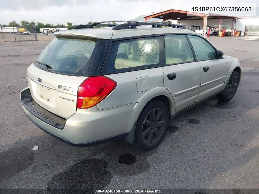 4S4BP61CX67356063 2006 Subaru Outback 2.5I