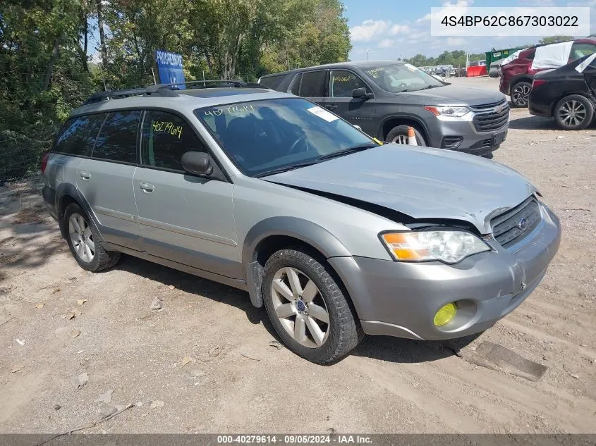 4S4BP62C867303022 2006 Subaru Outback 2.5I Limited