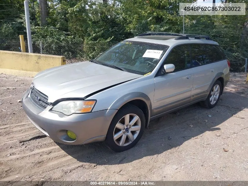 4S4BP62C867303022 2006 Subaru Outback 2.5I Limited