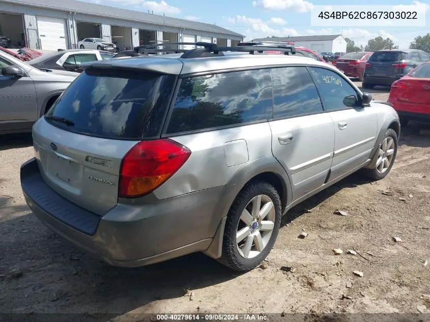 4S4BP62C867303022 2006 Subaru Outback 2.5I Limited