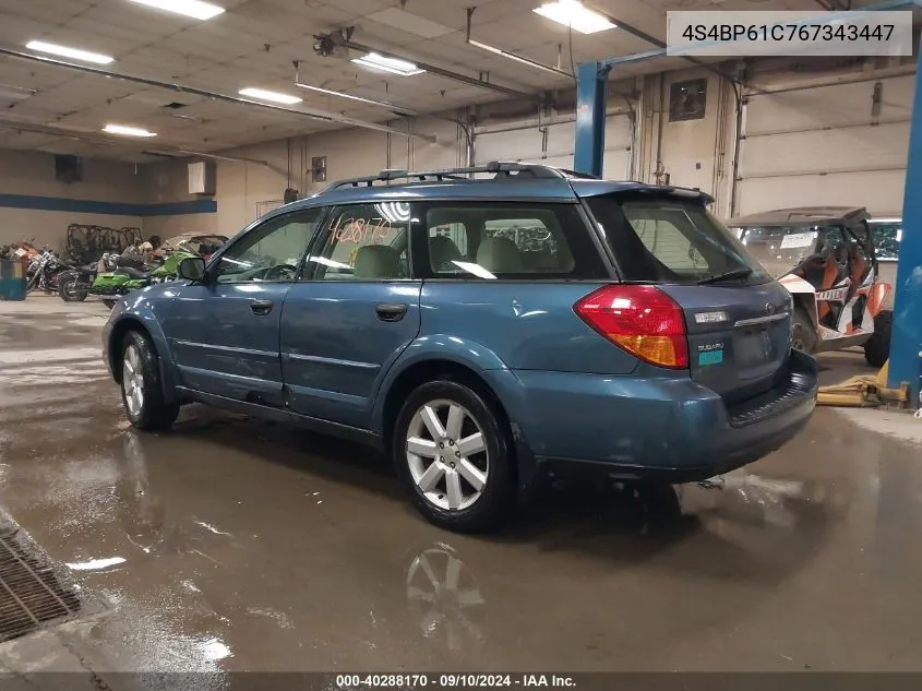 2006 Subaru Outback 2.5I VIN: 4S4BP61C767343447 Lot: 40288170