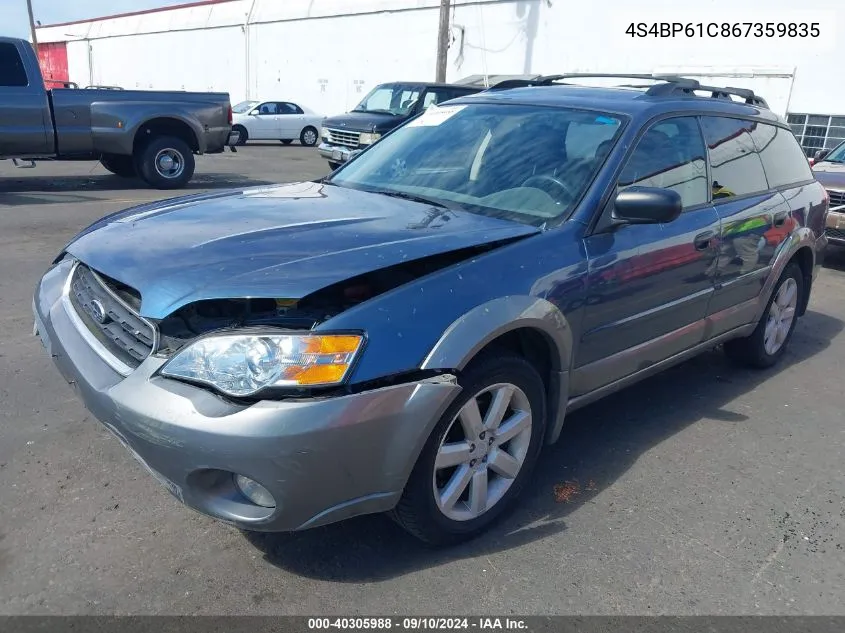 2006 Subaru Outback 2.5I VIN: 4S4BP61C867359835 Lot: 40305988