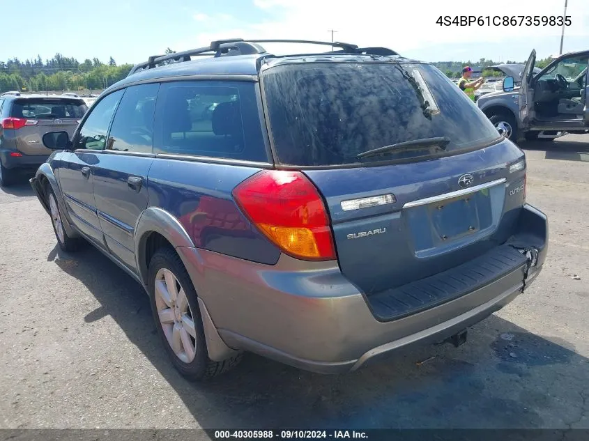 2006 Subaru Outback 2.5I VIN: 4S4BP61C867359835 Lot: 40305988