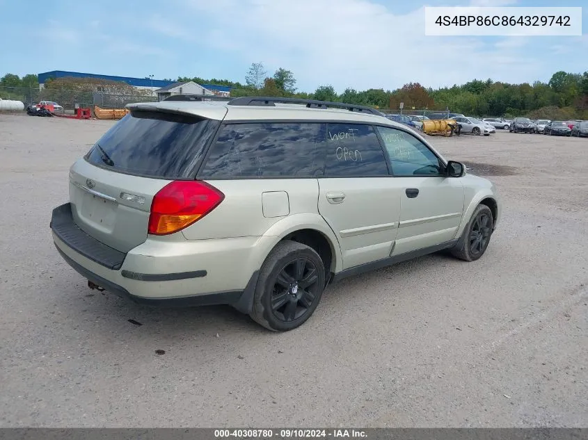 4S4BP86C864329742 2006 Subaru Outback 3.0R L.l. Bean Edition