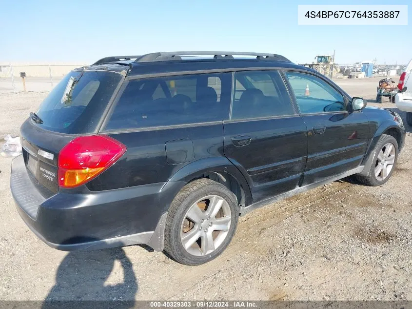 4S4BP67C764353887 2006 Subaru Outback 2.5Xt Limited