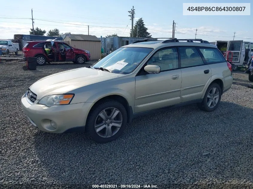 4S4BP86C864300807 2006 Subaru Outback 3.0R L.l. Bean Edition