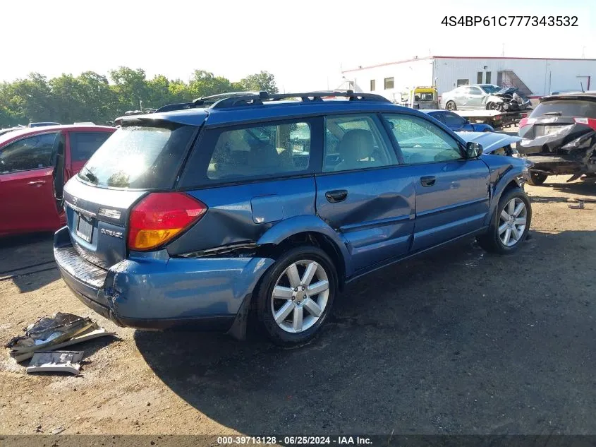 4S4BP61C777343532 2007 Subaru Outback 2.5I/2.5I Basic/2.5I L.l. Bean Edition