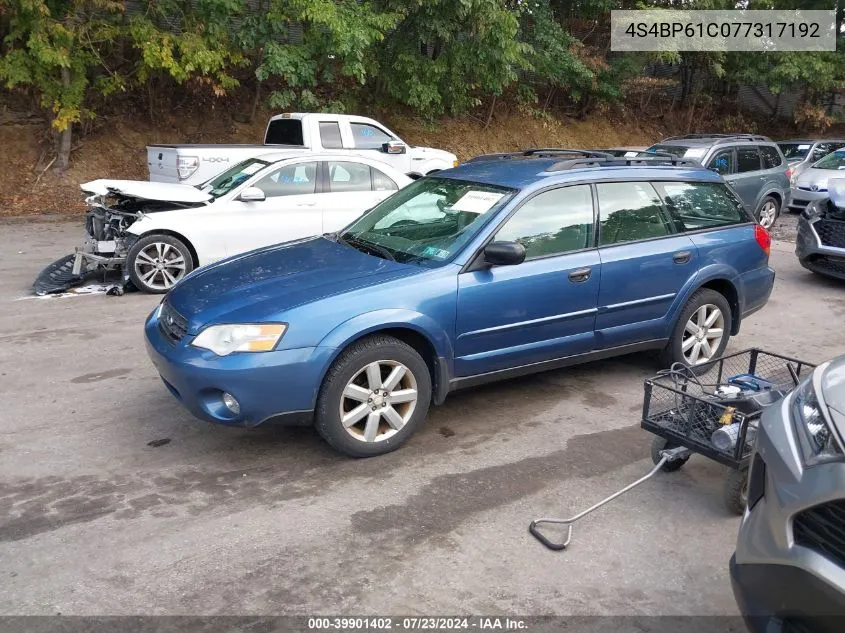 2007 Subaru Outback Outback 2.5I VIN: 4S4BP61C077317192 Lot: 39901402