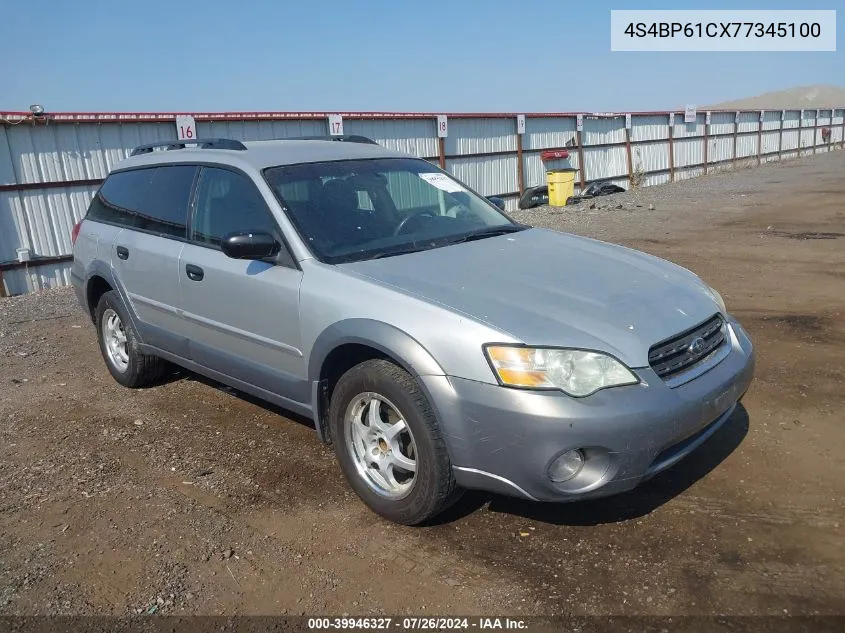 2007 Subaru Outback 2.5I/2.5I Basic/2.5I L.l. Bean Edition VIN: 4S4BP61CX77345100 Lot: 39946327