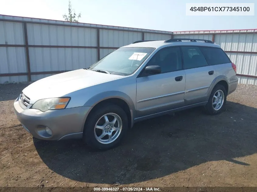 2007 Subaru Outback 2.5I/2.5I Basic/2.5I L.l. Bean Edition VIN: 4S4BP61CX77345100 Lot: 39946327