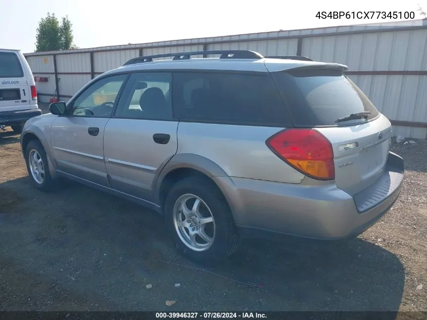 2007 Subaru Outback 2.5I/2.5I Basic/2.5I L.l. Bean Edition VIN: 4S4BP61CX77345100 Lot: 39946327