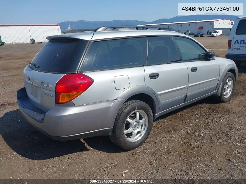 2007 Subaru Outback 2.5I/2.5I Basic/2.5I L.l. Bean Edition VIN: 4S4BP61CX77345100 Lot: 39946327