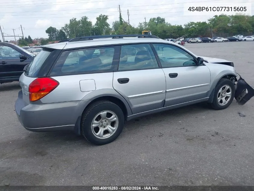 4S4BP61C077315605 2007 Subaru Outback 2.5I Basic