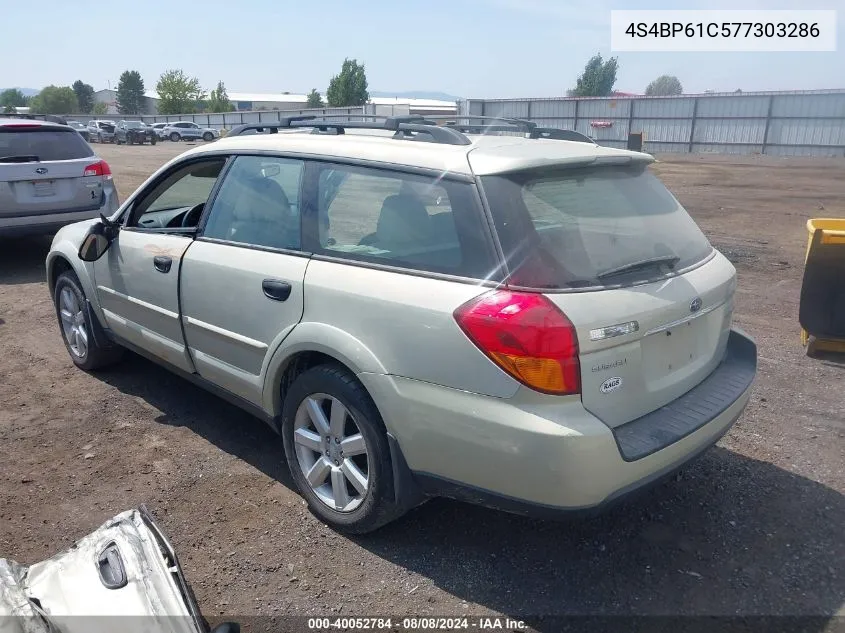 2007 Subaru Outback 2.5I VIN: 4S4BP61C577303286 Lot: 40052784