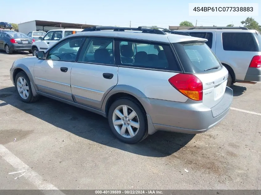 2007 Subaru Outback 2.5I VIN: 4S4BP61C077338883 Lot: 40139889