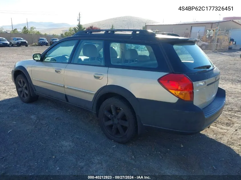 2007 Subaru Outback Outback 2.5I Limited VIN: 4S4BP62C177326451 Lot: 40212923