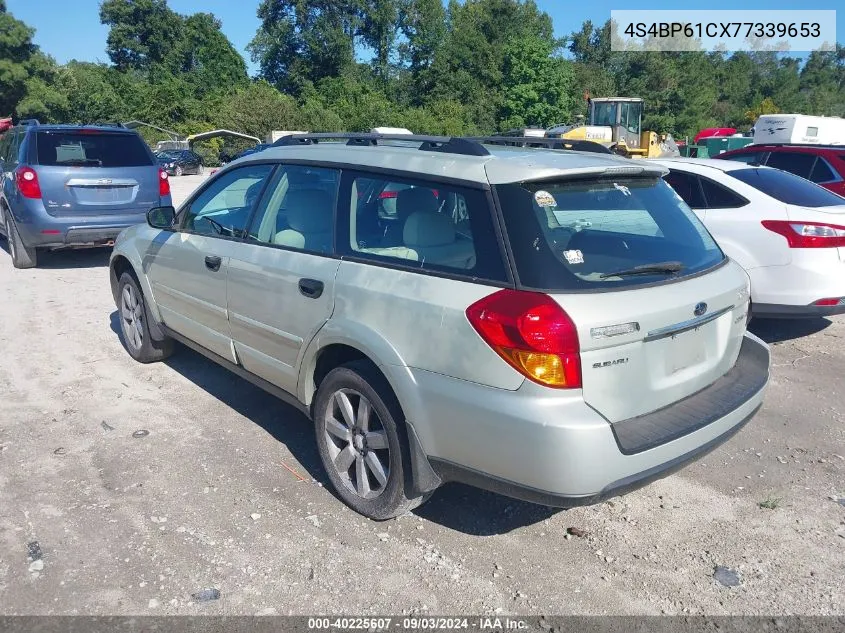 2007 Subaru Outback 2.5I VIN: 4S4BP61CX77339653 Lot: 40225607