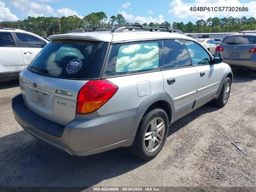 2007 Subaru Outback 2.5I Basic VIN: 4S4BP61C577302686 Lot: 40244808