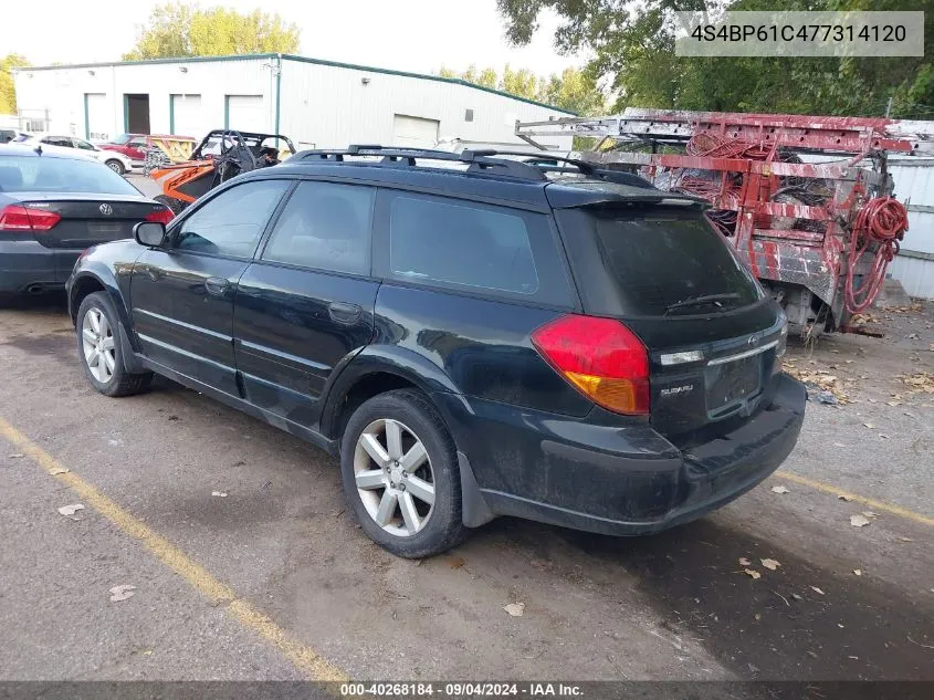 2007 Subaru Outback 2.5I VIN: 4S4BP61C477314120 Lot: 40268184