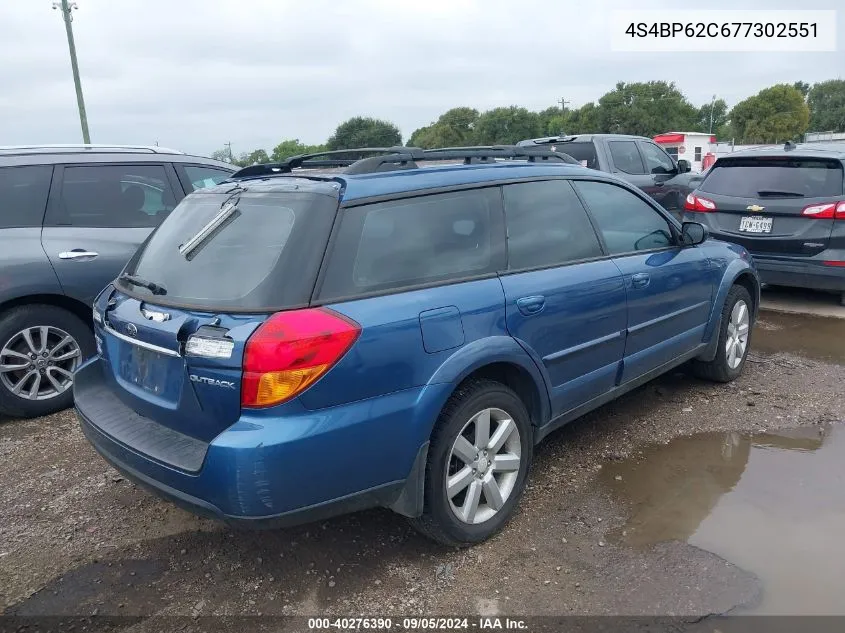 2007 Subaru Outback 2.5I Limited VIN: 4S4BP62C677302551 Lot: 40276390