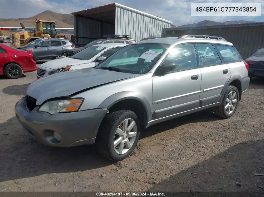 2007 Subaru Outback 2.5I/2.5I Basic/2.5I L.l. Bean Edition VIN: 4S4BP61C777343854 Lot: 40294197