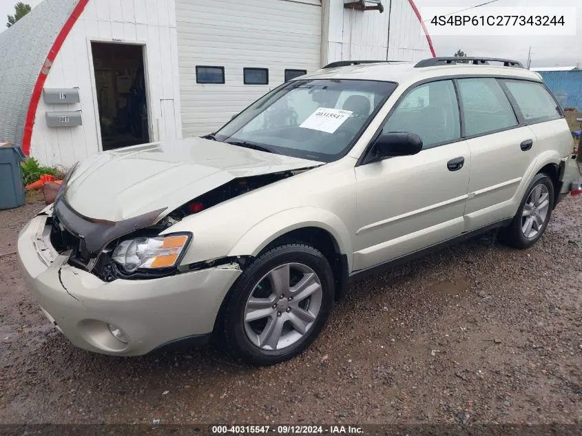 2007 Subaru Outback 2.5I/2.5I Basic/2.5I L.l. Bean Edition VIN: 4S4BP61C277343244 Lot: 40315547