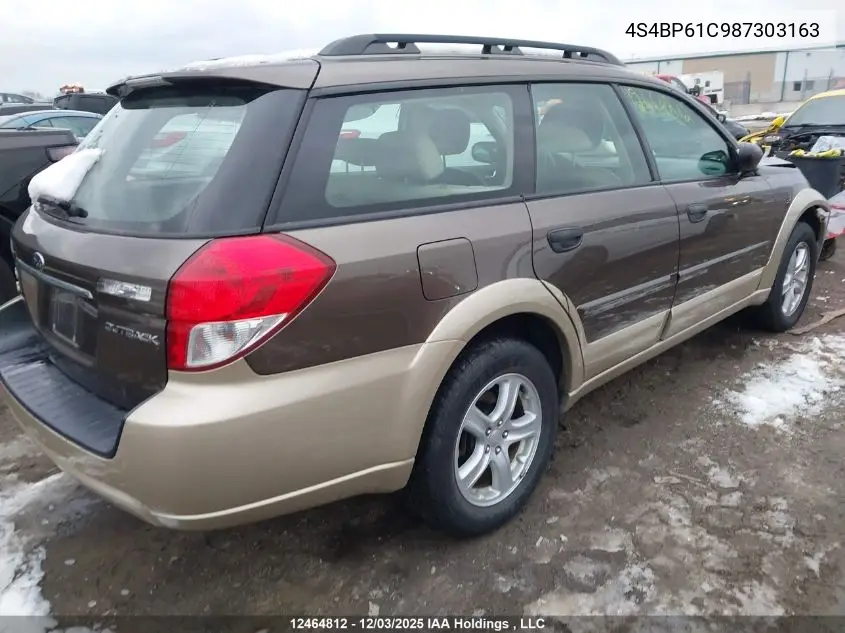 4S4BP61C987303163 2008 Subaru Outback 2.5I